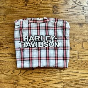 Harley-Davidson Men's White and Red Plaid Shirt NWOT